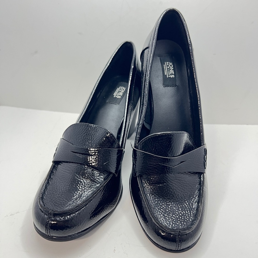 Jones New York Signature Y2K Cypress Black Patent Heeled Loafers Size 8.5M
